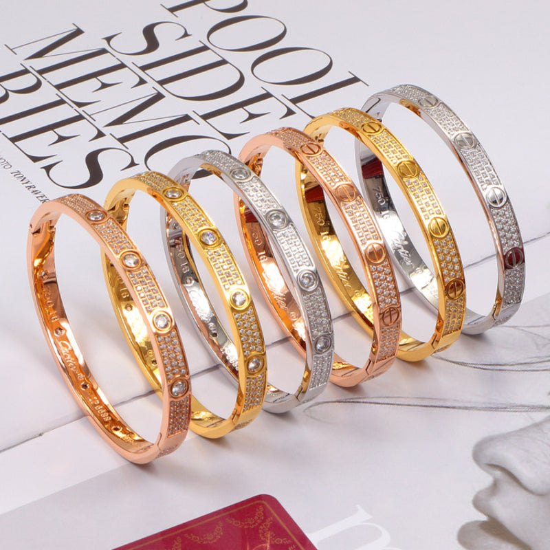 CAB25 Bracelet full diamonds screw bracelet no screwdriver Jewelry