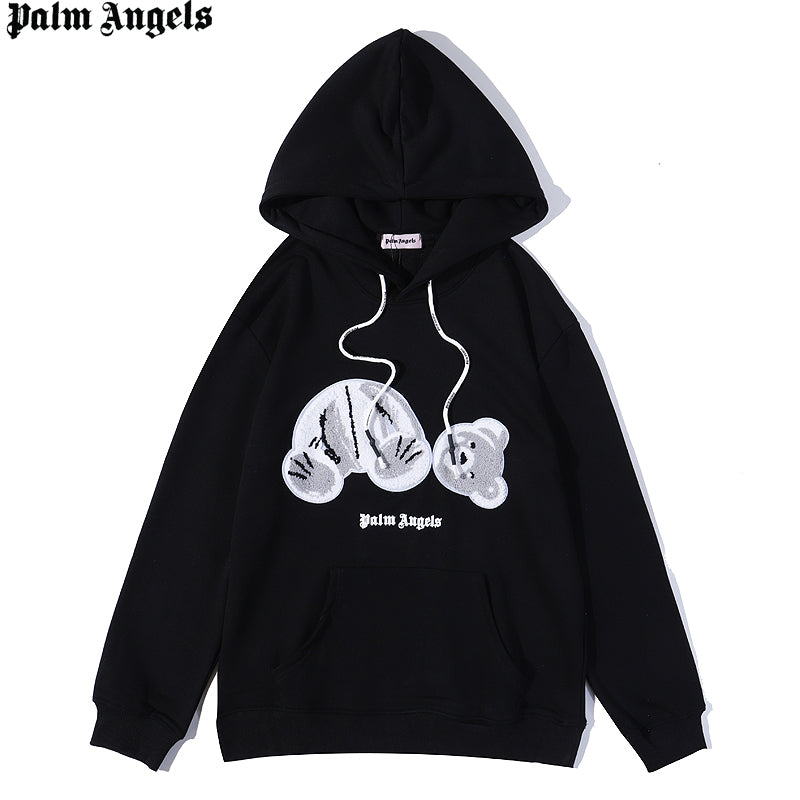 MYC2 Men's and women's palm angel grey towel embroidered broken head teddy bear hooded sweater