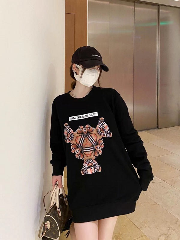 BUC2 Men's and women's checkered bear print sweatshirt