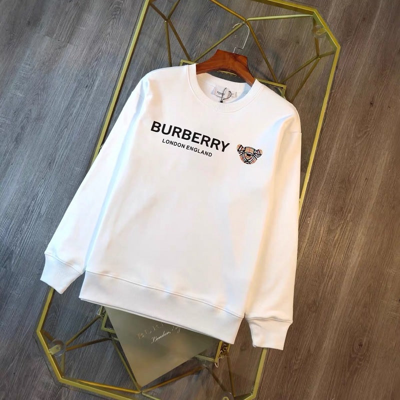 BUC1 Men's and women's plaid bear print letter logo casual round neck sweater