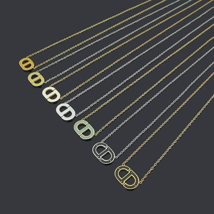 DN01 Colorful Letter Pendant Necklace Jewelry