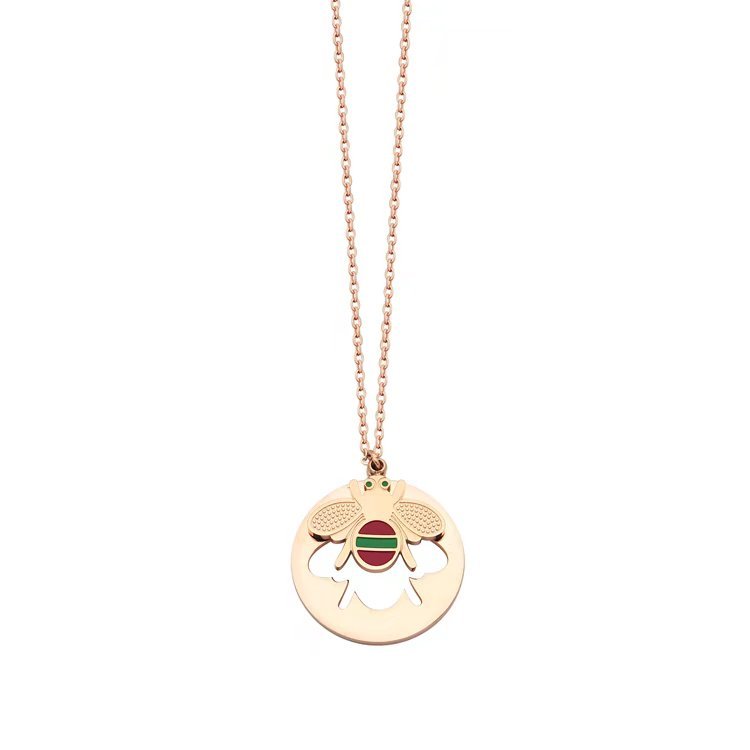 GN05 Round Bee Pendant Necklace Jewelry