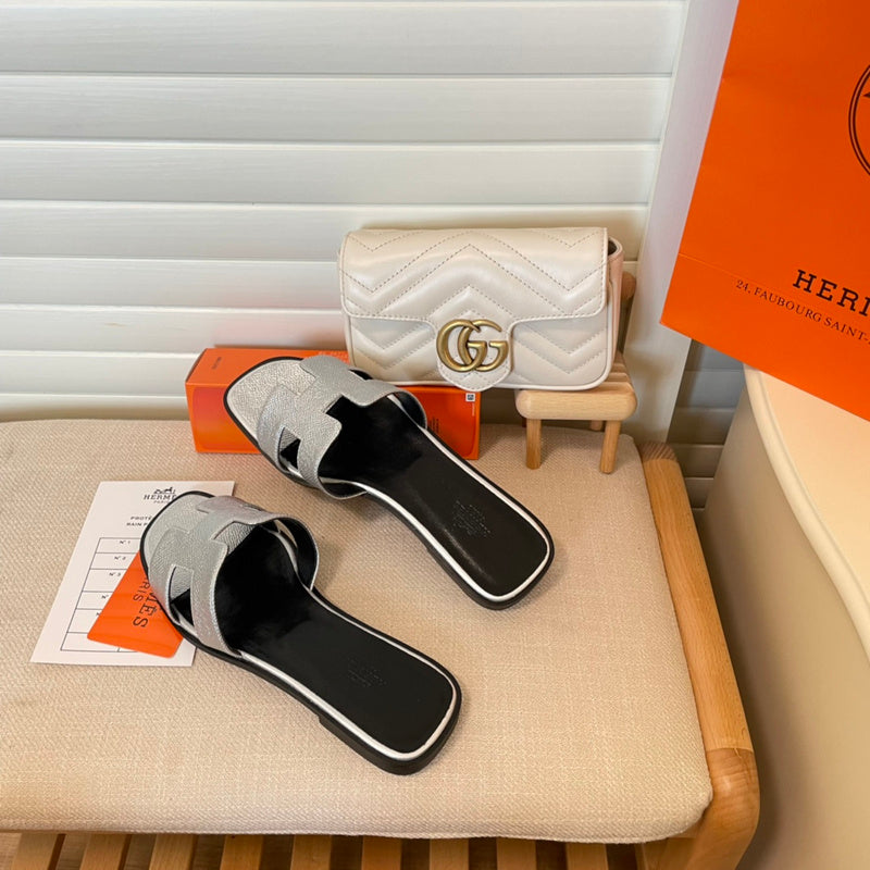 MJHS7 Leather slippers Women shoes 35-42 With box