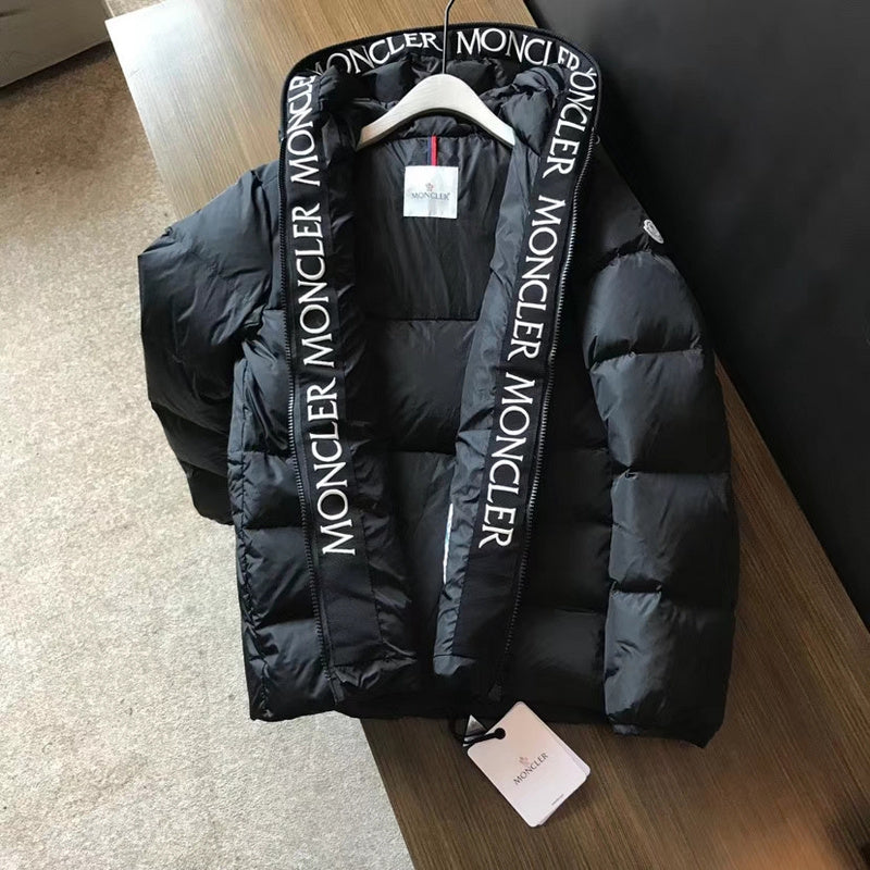 MKC36 Hat brim with letter Logo webbing hooded down jacket for men and women