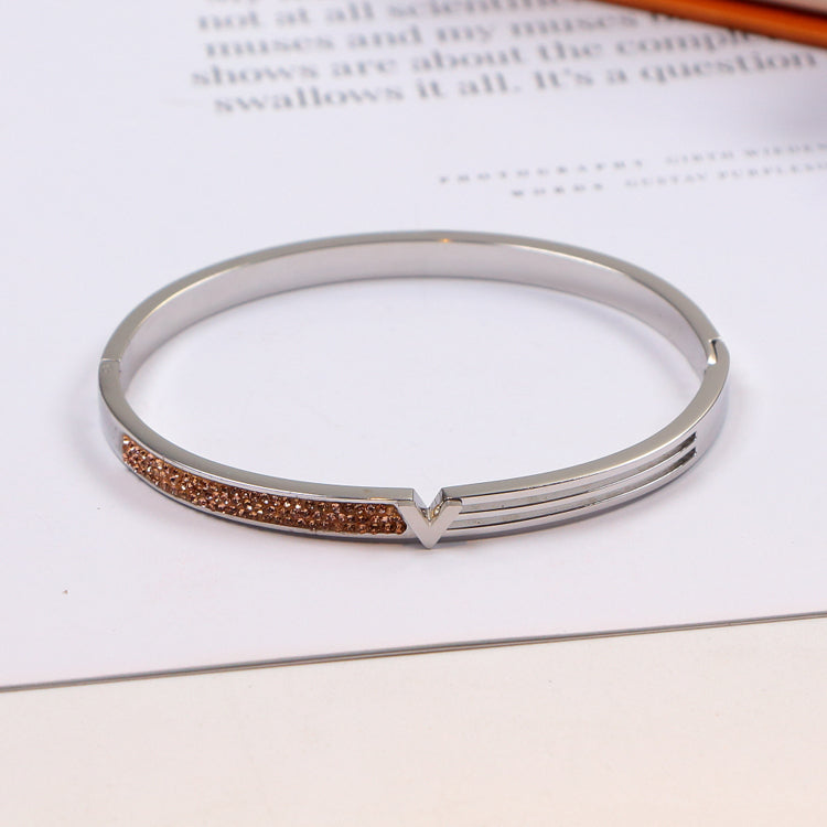 LVB34 316L steel and crystal with 18K gold plated Jewelry