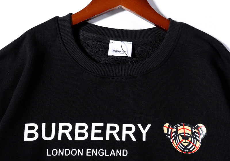 BUC1 Men's and women's plaid bear print letter logo casual round neck sweater