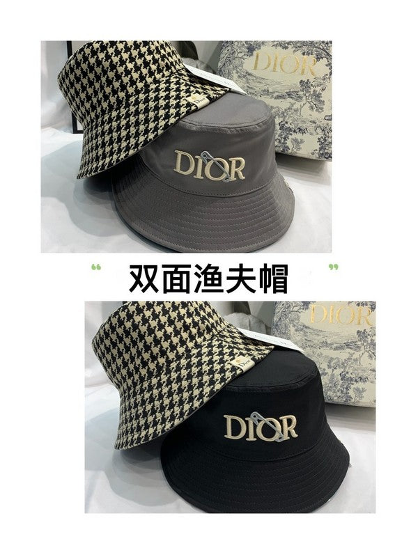 DIH11 New double-sided fisherman hat, wild houndstooth