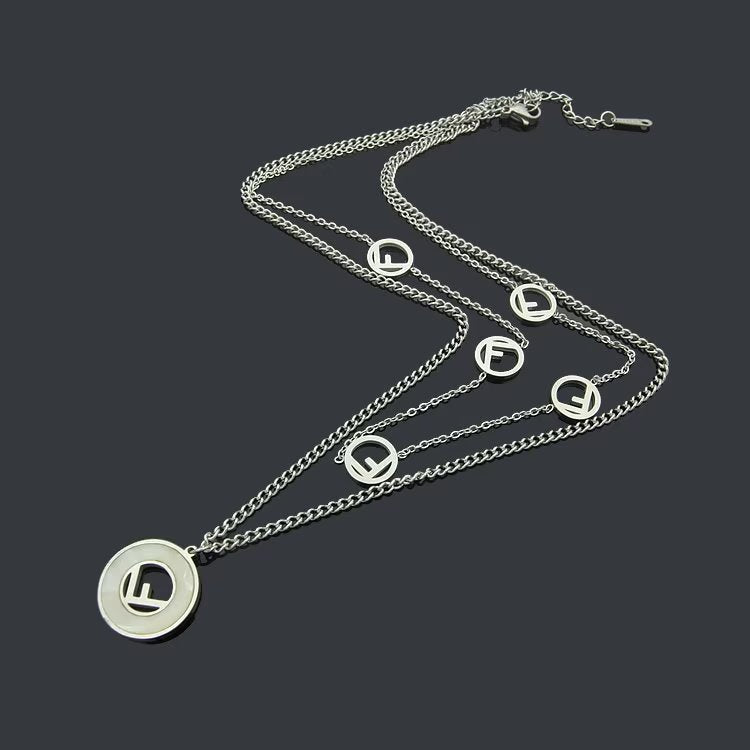 FN02 Round shell pendant double layer necklace jewelry