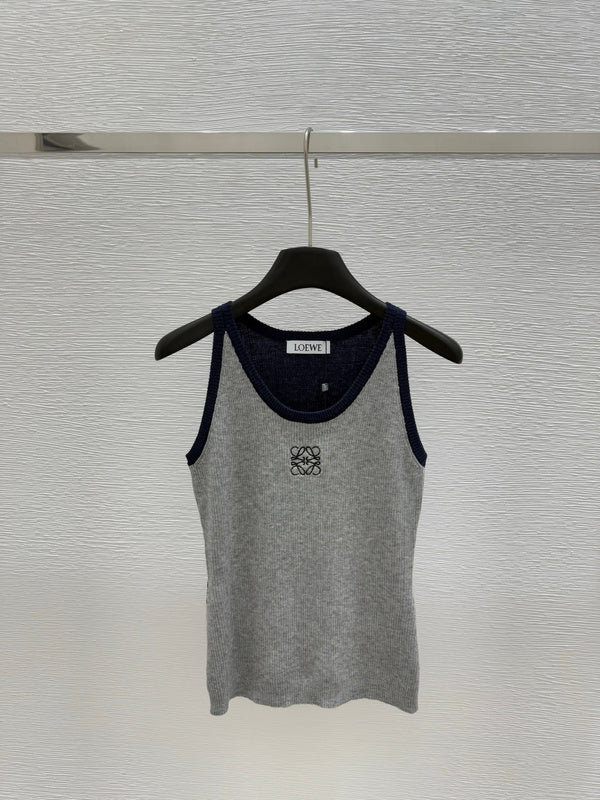 LOC25 Women's round-neck contrasting color knitted vest clothes