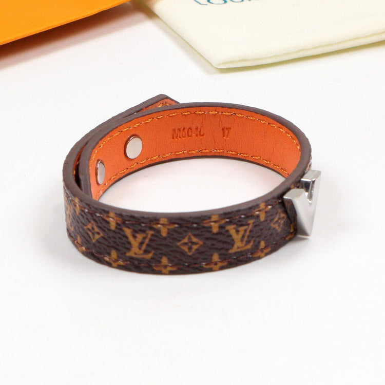LVB83 flower leather letter Pendant Bracelet 316L steel women Jewelry