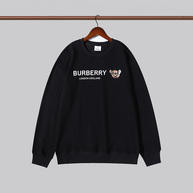 BUC1 Men's and women's plaid bear print letter logo casual round neck sweater
