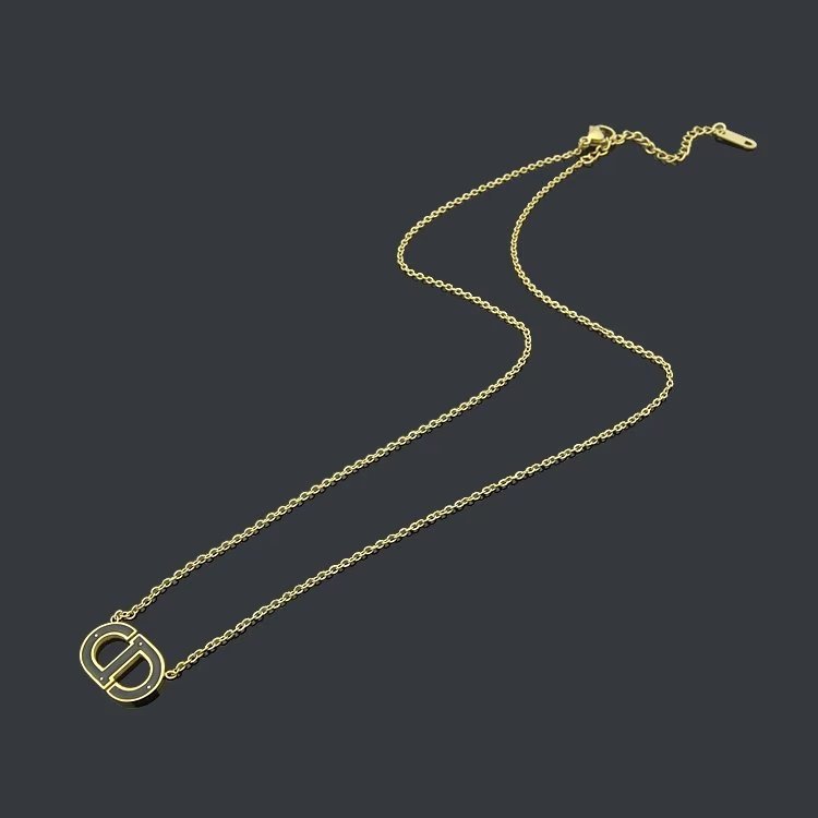 DN01 Colorful Letter Pendant Necklace Jewelry