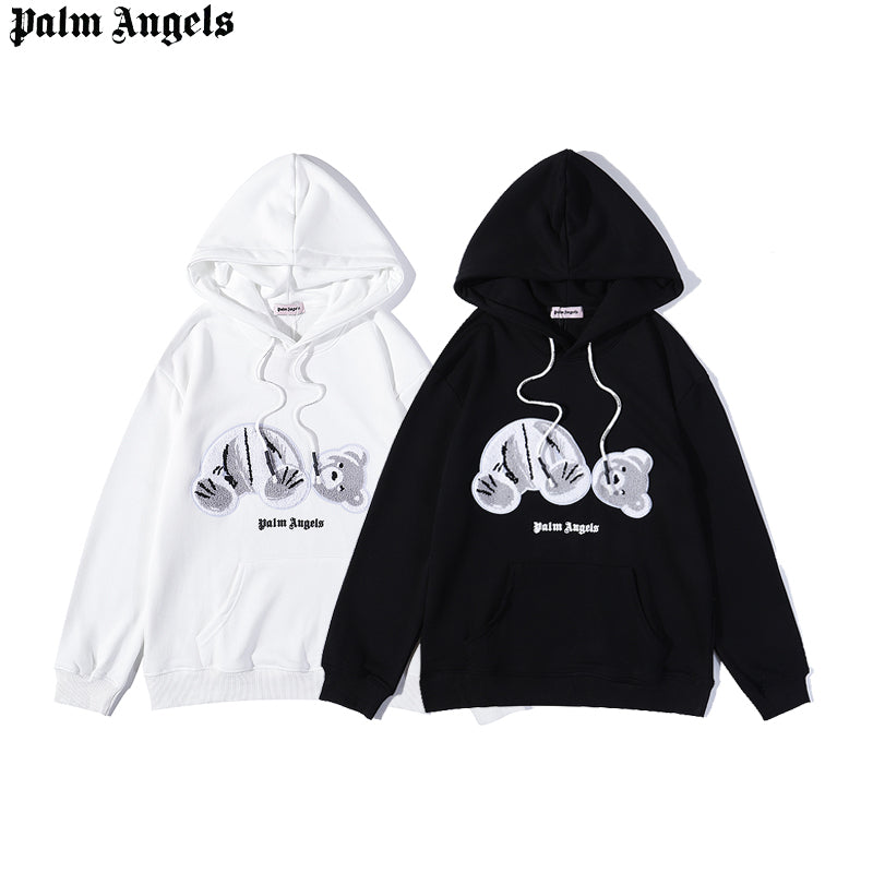 MYC2 Men's and women's palm angel grey towel embroidered broken head teddy bear hooded sweater
