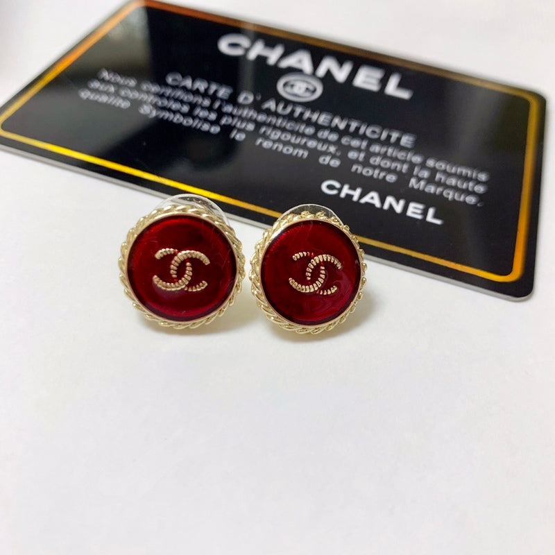 CHE144 Women's Brass 18K Gold Plated Stud Earrings Jewelry