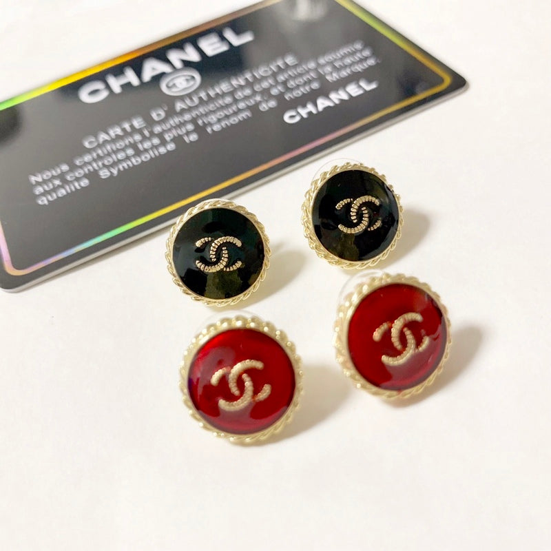 CHE144 Women's Brass 18K Gold Plated Stud Earrings Jewelry