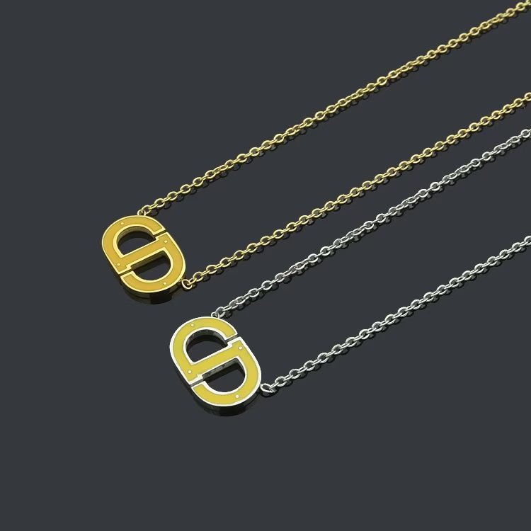 DN01 Colorful Letter Pendant Necklace Jewelry