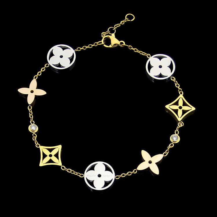 LVB87 316L steell gold plated bracelet flower shell bracelet Jewelry
