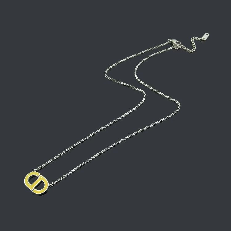 DN01 Colorful Letter Pendant Necklace Jewelry