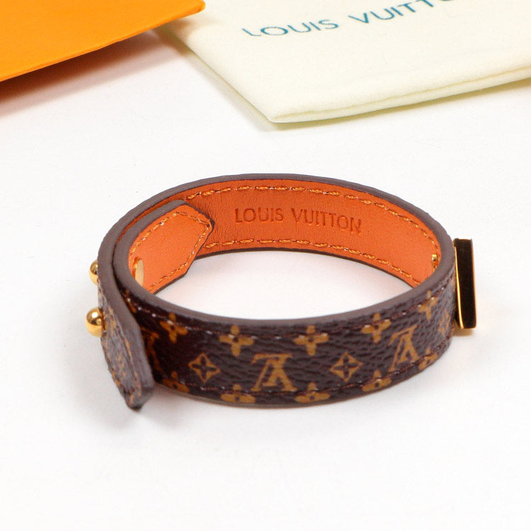 LVB83 flower leather letter Pendant Bracelet 316L steel women Jewelry
