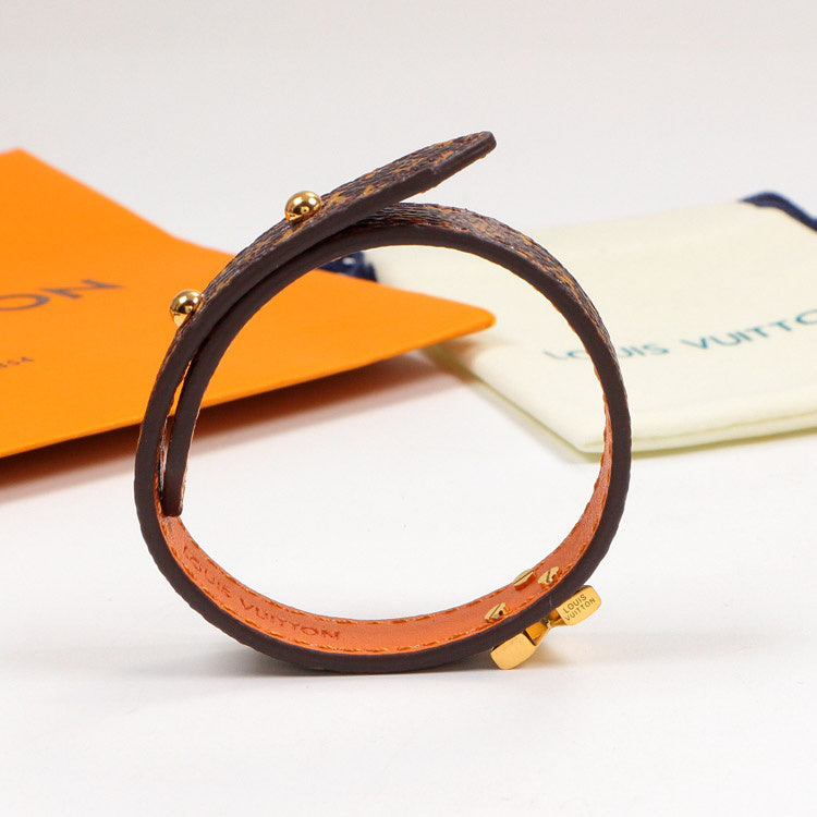 LVB83 flower leather letter Pendant Bracelet 316L steel women Jewelry