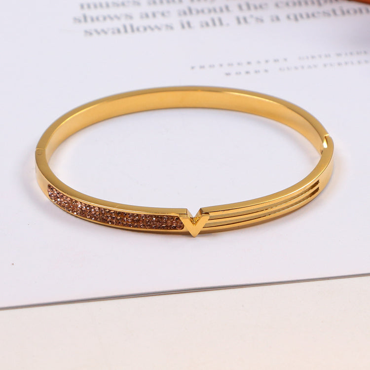 LVB34 316L steel and crystal with 18K gold plated Jewelry