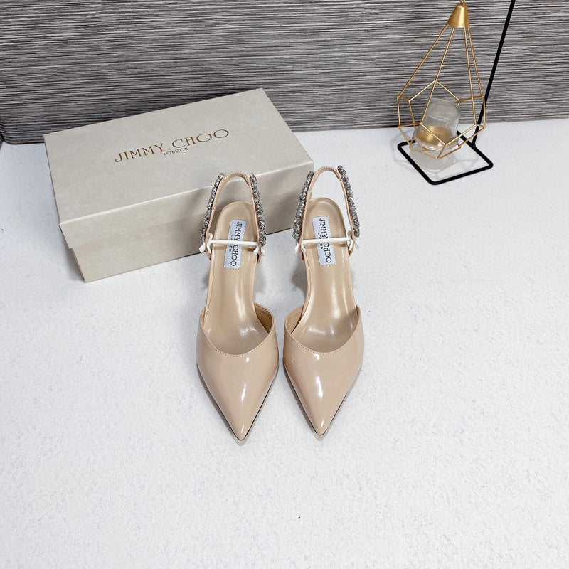 MJS1 Leather slippers Women Heel 8CM shoes 35-42 With box