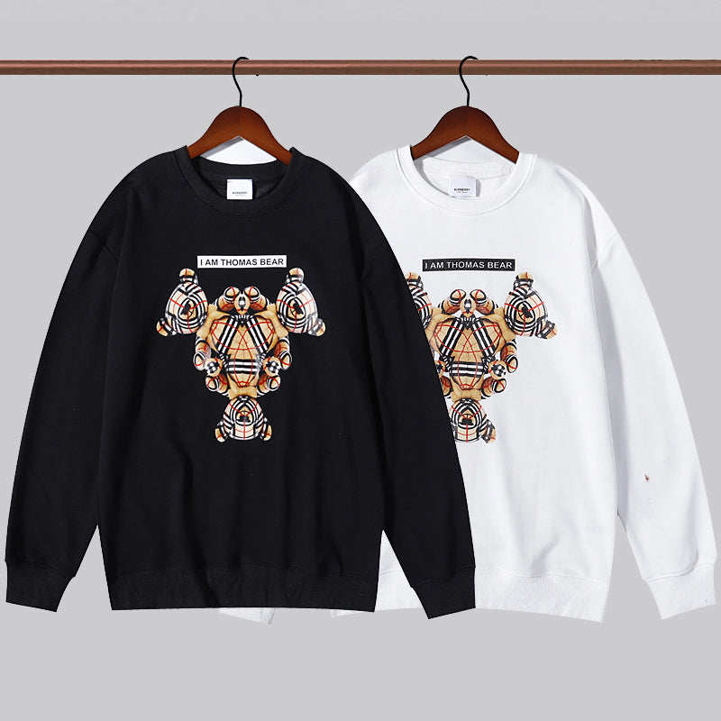 BUC2 Men's and women's checkered bear print sweatshirt