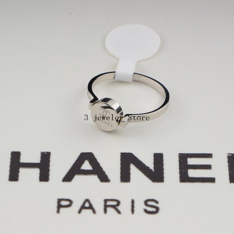 CHR17 Titanium steel round couple letter medal event ring Jewelry