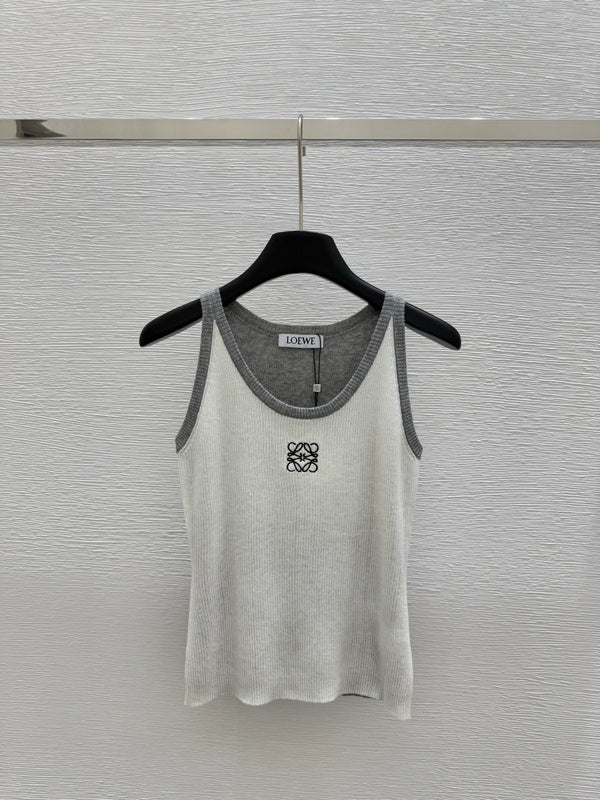 LOC25 Women's round-neck contrasting color knitted vest clothes