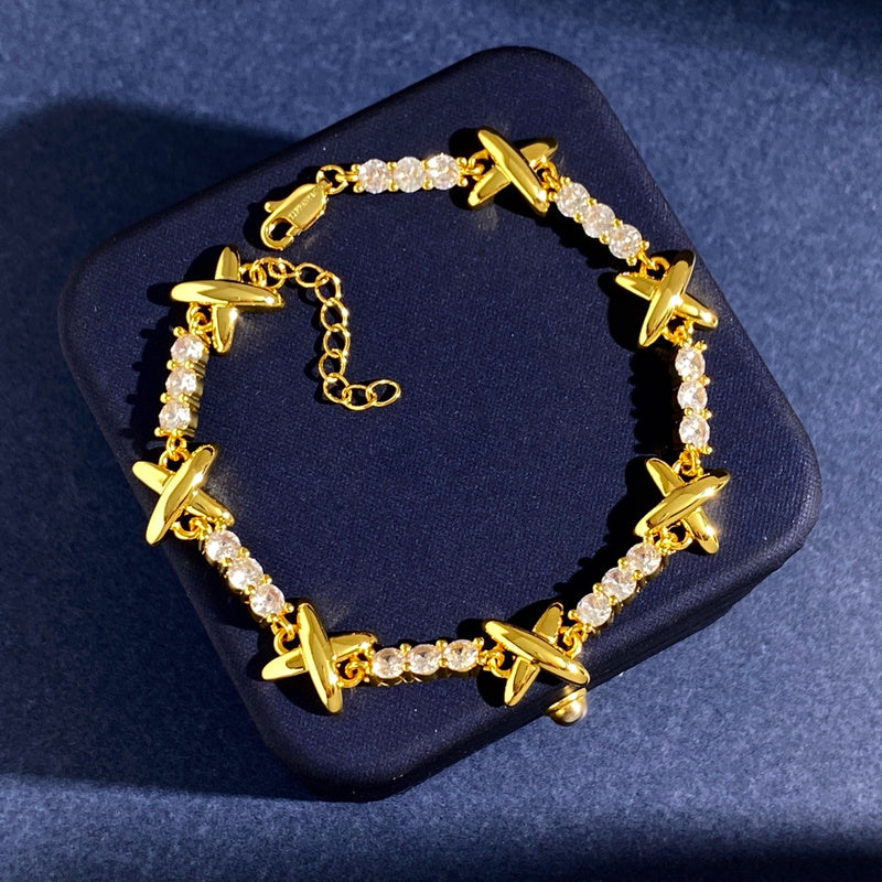 TB79 New Bracelet Brass Material Gold Plated Jewelry 18.5cm+3cm Jewelry