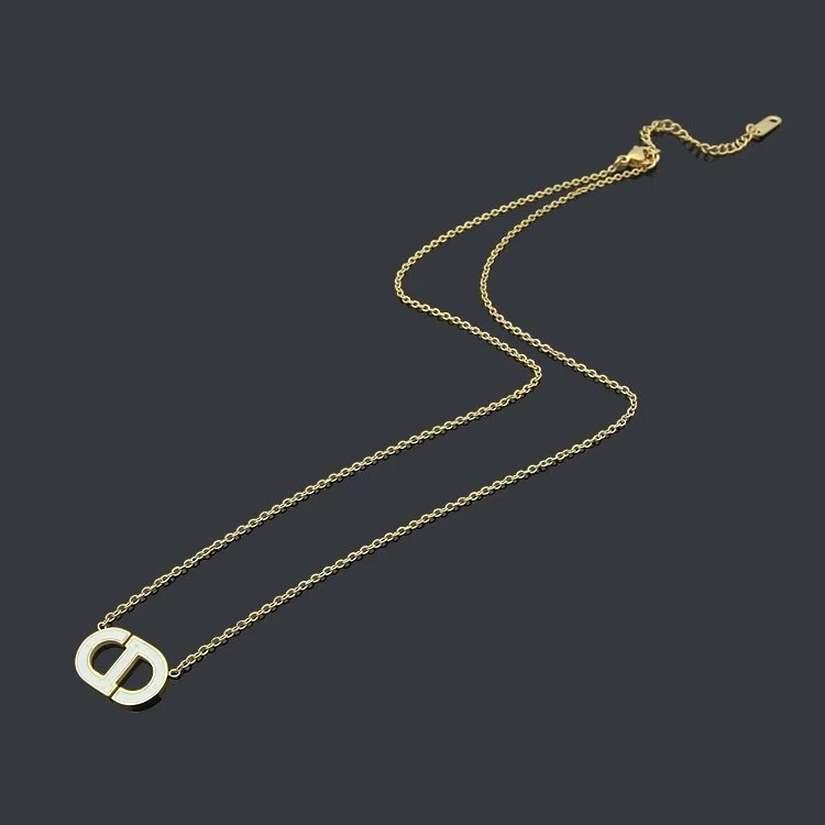 DN01 Colorful Letter Pendant Necklace Jewelry