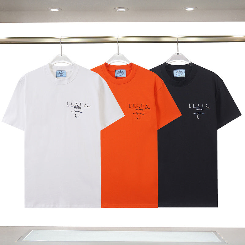 PRC58 New Men's and women's letter embroidery short-sleeved T-shirt Clothing