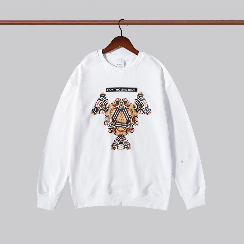 BUC2 Men's and women's checkered bear print sweatshirt