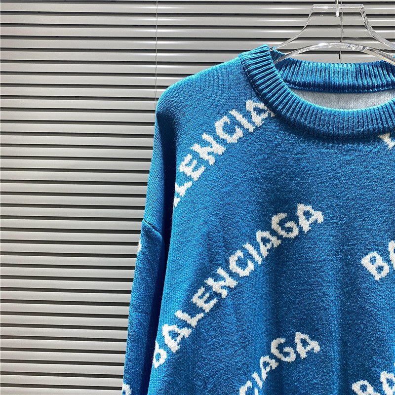 BAC56 Men's and women's full-print double-sided knit jacquard sweater