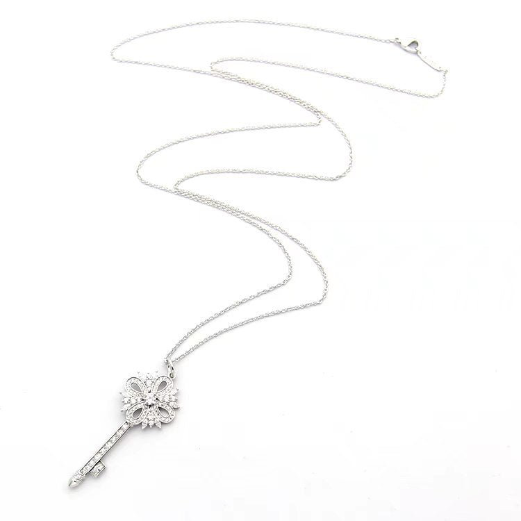 TN020 Snow Key Stainless Steel Long Necklace Jewelry