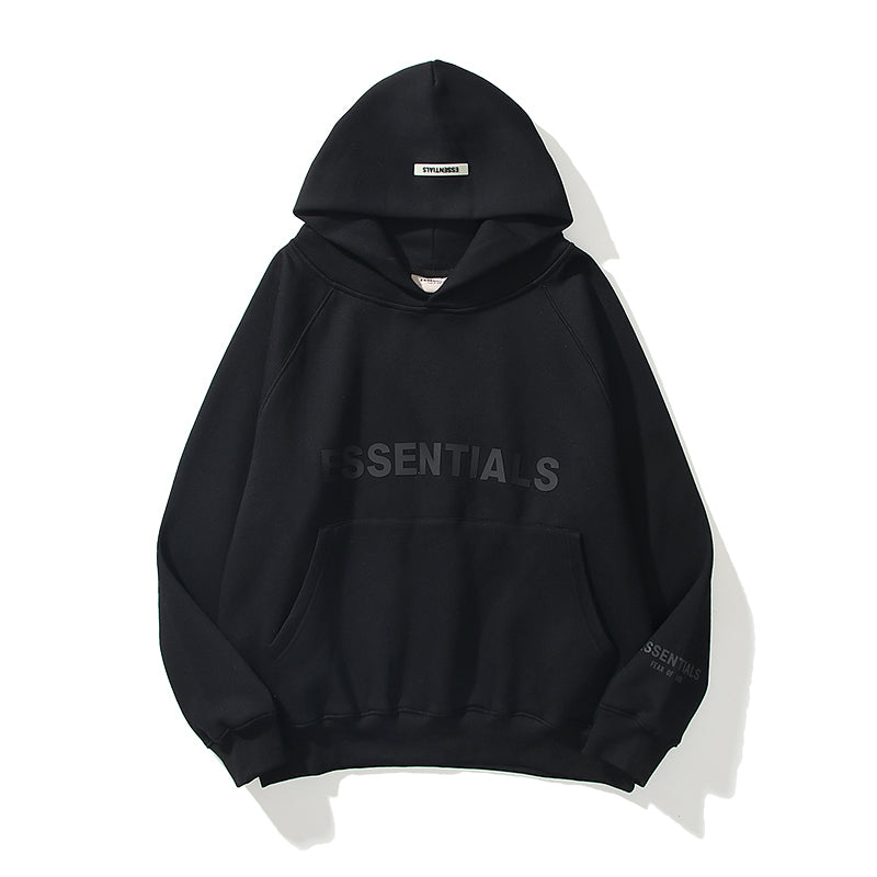 ESC1 Men's and women's three-dimensional letter printing loose plus fleece hoodie