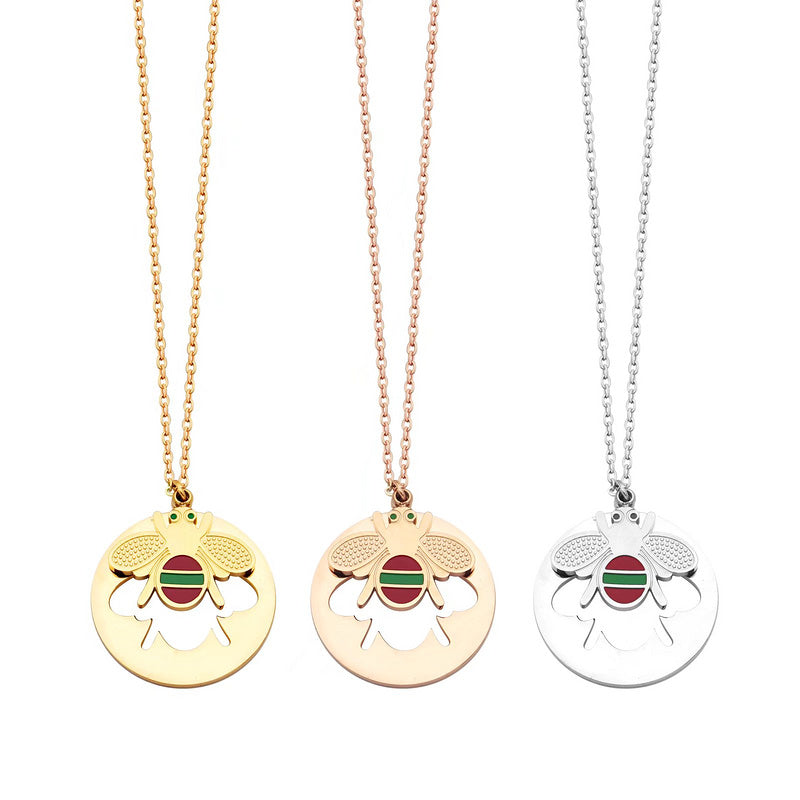 GN05 Round Bee Pendant Necklace Jewelry