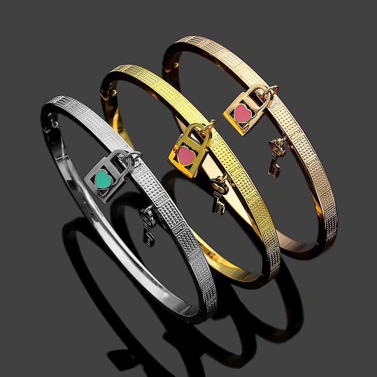 TB07 Lock Key Heart Oil Drop Bracelet Jewelry