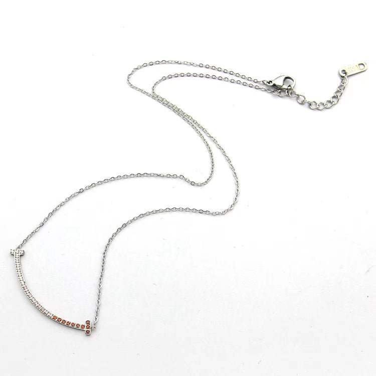 TN016 Women's smiley face stainless steel necklace jewelry