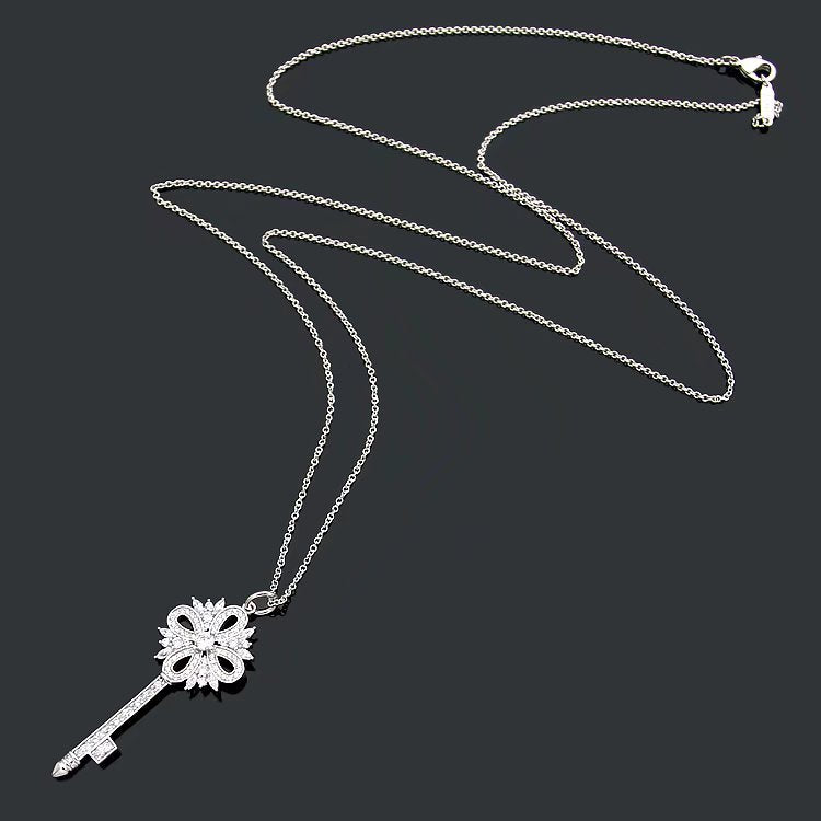 TN020 Snow Key Stainless Steel Long Necklace Jewelry