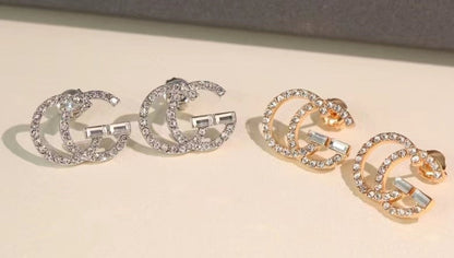 GE104  classic logo earrings with diamonds, simple and versatile