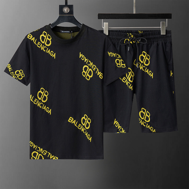 BAC23 New men's short sleeved polo top+shorts clothing