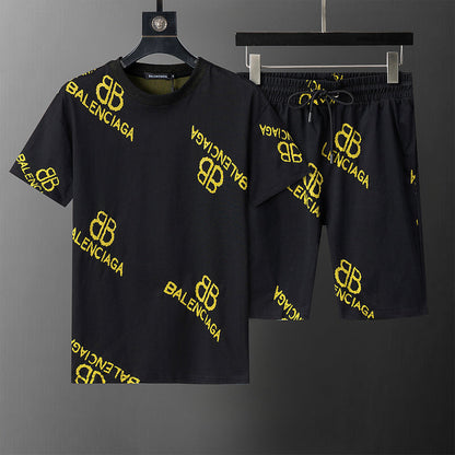 BAC23 New men's short sleeved polo top+shorts clothing
