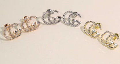 GE104  classic logo earrings with diamonds, simple and versatile