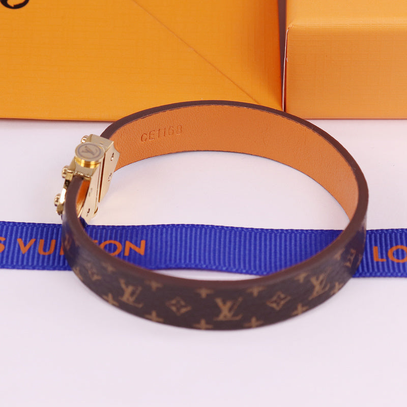 LVB46 Leather Bracelet 316L steel plating gold Bangle Jewelry