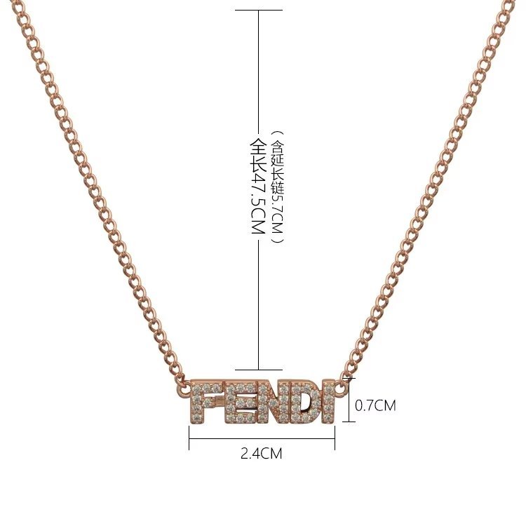 FN03   Letter Full Diamond Necklace Jewelry