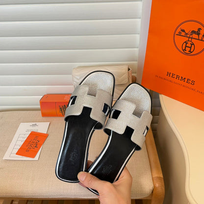 MJHS7 Leather slippers Women shoes 35-42 With box