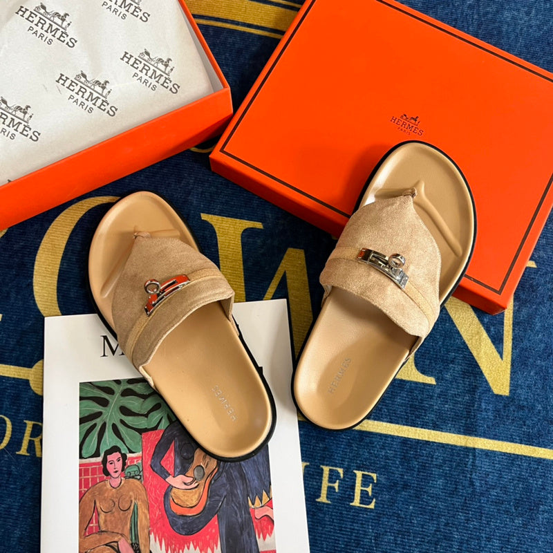 MJHS14 Leather slippers Women shoes 35-42 With box