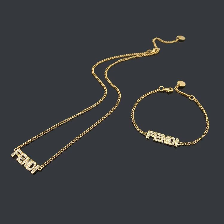 FN03   Letter Full Diamond Necklace Jewelry
