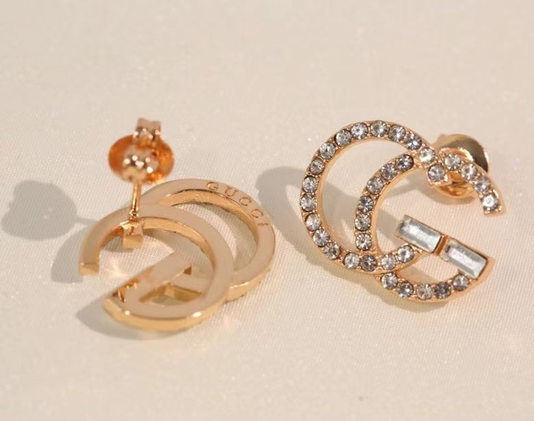 GE104  classic logo earrings with diamonds, simple and versatile